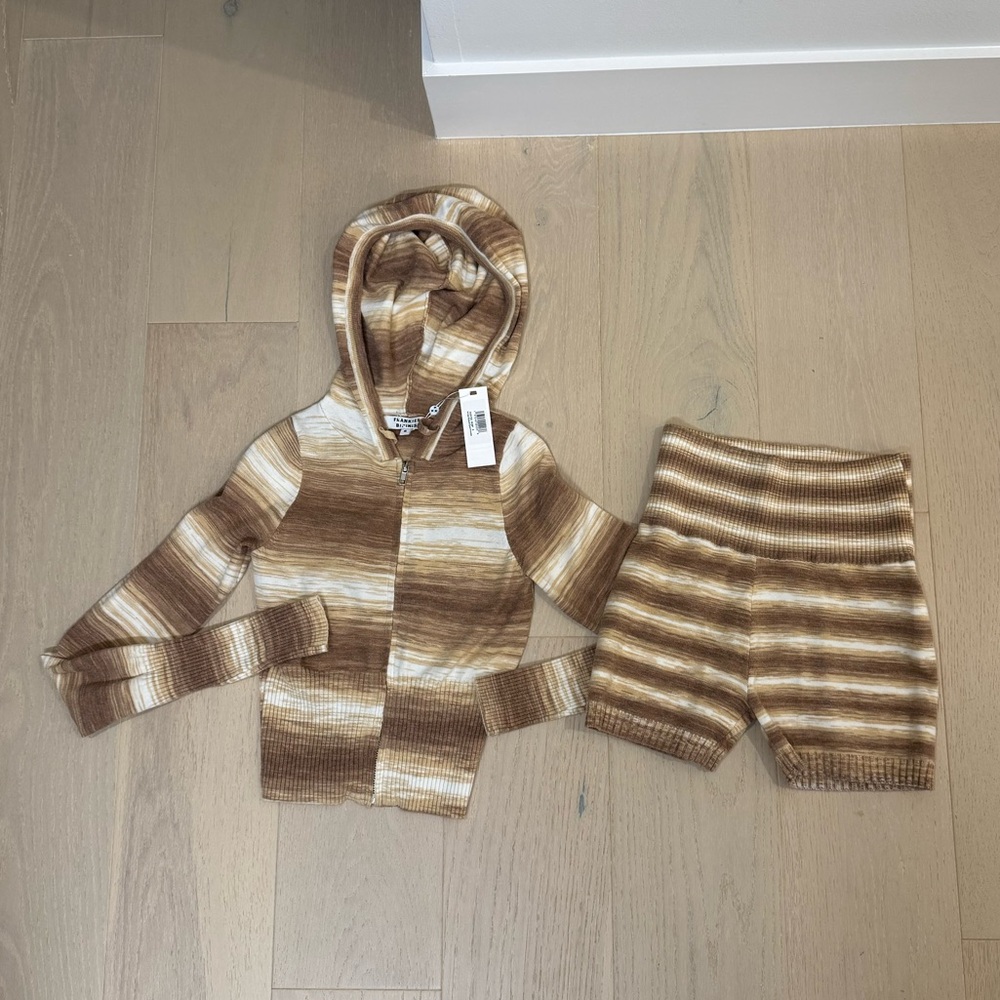 Frankie's Bikinis Tan and Cream Hoodie Set - Picture 5 of 7